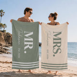 Personalized Couple Beach Towels Set, Mr. and Mrs. Beach Towels, Custom Wedding Gift, His and Hers Towels, Honeymoon Gift, Anniversary Gift