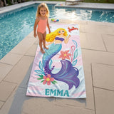 Mermaid Personalized Beach Towel, Mermaid Party Favors, Custom Beach Towel, Mermaid Birthday Gift For Kids