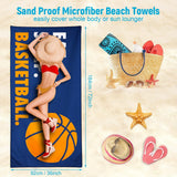 Basketball Beach Towel, Microfiber Quick Dry Eat Sleep Sports Bath Towels, Thin Lightweight Sand Free Pool Wrap for Men Boys Camping Travel
