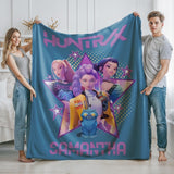 Kpop Demon Hunters Custom Blanket, Kpop Fun Gift, Cozy K-Pop Demon Hunters Huntrix Blanket, Anime Inspired, Cute Huntrix Inspired Blanket