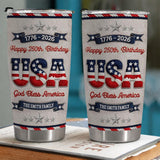 Personalized Happy 250th Birthday USA Tumbler, Family Gift For Women Men, Patriotic Gift, 4th Of July Independence Day, God Bless America