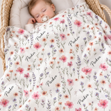 Floral Personalized Blanket with Name for Kids and Adults - Perfect Unique Gifts for Christmas, Birthday, Baby Shower