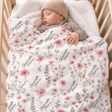 Floral Personalized Blanket with Name for Kids and Adults - Perfect Unique Gifts for Christmas, Birthday, Baby Shower