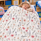Floral Personalized Blanket with Name for Kids and Adults - Perfect Unique Gifts for Christmas, Birthday, Baby Shower