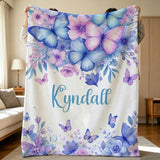 Personalized Butterfly Nursery Blanket,Custom Baby/Kid Name Blanket,Flannel Blanket,Butterfly Baby Shower Gift For Girls Throw,Nursery Decor