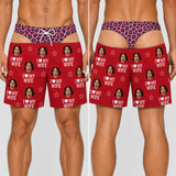 Custom Photo Funny I Love My Wife Men Swim Trunks - Personalized Birthday Gifts For Husband, Son, Grandson, Brother, Grandpa, Dad, Yourself