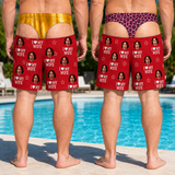 Custom Photo Funny I Love My Wife Men Swim Trunks - Personalized Birthday Gifts For Husband, Son, Grandson, Brother, Grandpa, Dad, Yourself