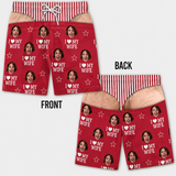 Custom Photo Funny I Love My Wife Men Swim Trunks - Personalized Birthday Gifts For Husband, Son, Grandson, Brother, Grandpa, Dad, Yourself