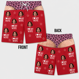 Custom Photo Funny I Love My Wife Men Swim Trunks - Personalized Birthday Gifts For Husband, Son, Grandson, Brother, Grandpa, Dad, Yourself