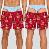 Custom Photo Funny I Love My Wife Men Swim Trunks - Personalized Birthday Gifts For Husband, Son, Grandson, Brother, Grandpa, Dad, Yourself