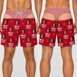 Custom Photo Funny I Love My Wife Men Swim Trunks - Personalized Birthday Gifts For Husband, Son, Grandson, Brother, Grandpa, Dad, Yourself