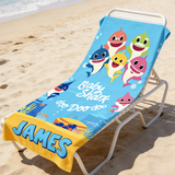 Personalized Shark Name Beach Towel , Cute Custom Baby Gift,Shark Cartoon Towel,Custom Beach Towel, Baby Shower Gift, Kids Beach Towel