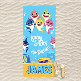 Personalized Shark Name Beach Towel , Cute Custom Baby Gift,Shark Cartoon Towel,Custom Beach Towel, Baby Shower Gift, Kids Beach Towel