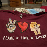 Personalized Peace Love Dog Cat Shirt - Custom Your Own Pet Shirt - Unique Gift For Pet Owner
