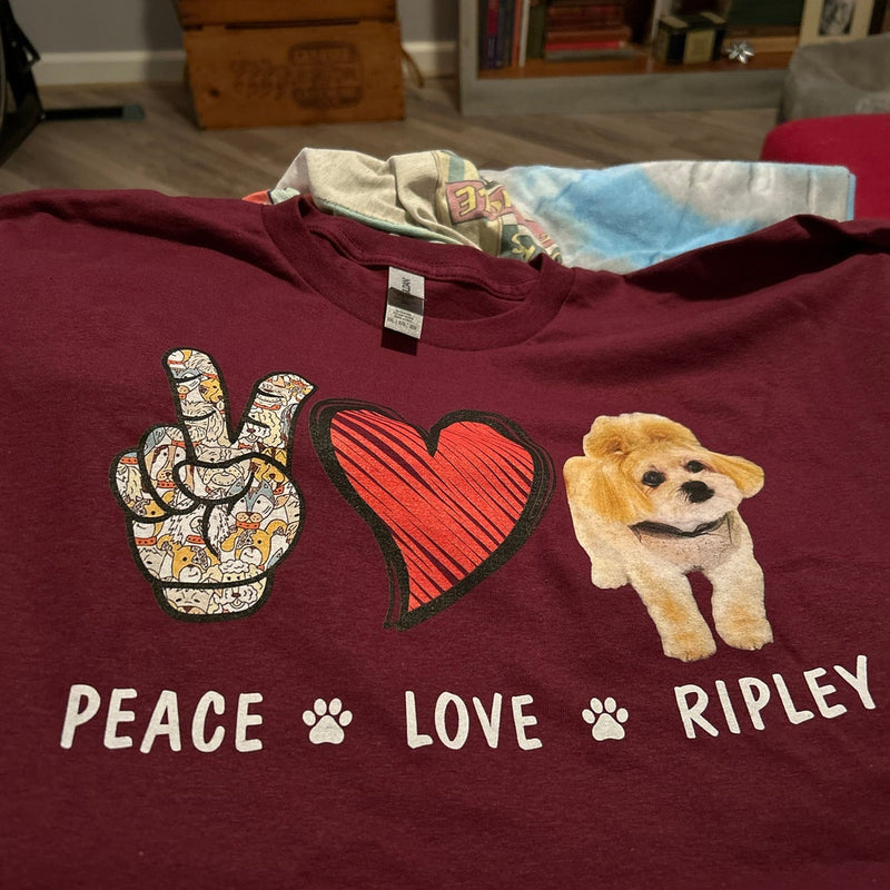 Personalized Peace Love Dog Cat Shirt - Custom Your Own Pet Shirt - Unique Gift For Pet Owner