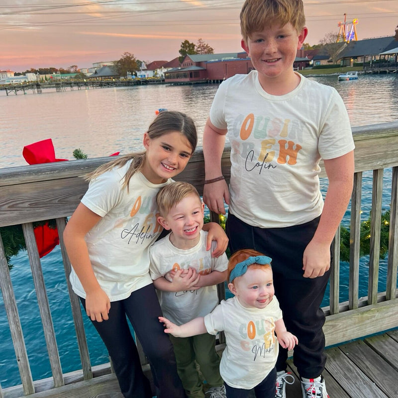 Personalized Groovy Cousin Crew Kids Shirt - Retro Custom Matching Cousins Shirts - Cousin Trip - Boho Natural Kids Youth & Adult Shirt