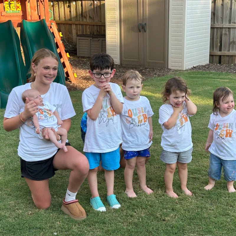Personalized Groovy Cousin Crew Kids Shirt - Retro Custom Matching Cousins Shirts - Cousin Trip - Boho Natural Kids Youth & Adult Shirt