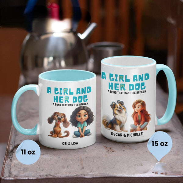 Personalized Girl and Dog Mug with over 80 Design Choices - Customizable Gift for Dog Lovers, Pet Owner Mug