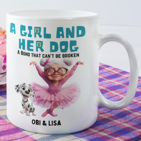 Personalized Girl and Dog Mug with over 80 Design Choices - Customizable Gift for Dog Lovers, Pet Owner Mug