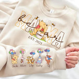 Custom Mothers Day Sweatshirt with Names, Winnie the Pooh Mothers Days Gift, Custom Mama Bear Shirt, Gift For Mother's Day