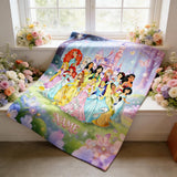 Personalized Princess Blanket, Custom Name Kids Fleece Throw with Castle & Fairies