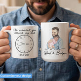 Personalized The Moment You Became My Dad Mug, First Father's Day Gift For New Dad, Husband Custom Portrait Watercolor Art Coffee Cup Gift