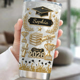 Custom Name Graduation 3D Effect Tumbler, Grads Gift For Daughter From Mom Dad, Class Of 2026, Graduation 20oz Tumbler Gift For Her