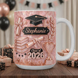 Custom Name Graduation 3D Effect Coffee Mug, Grads Gift For Daughter From Mom Dad, Class Of 2026, Graduation Mug Gift For Her