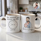 Personalized The Moment You Became My Dad Mug, First Father's Day Gift For New Dad, Husband Custom Portrait Watercolor Art Coffee Cup Gift