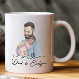 Personalized The Moment You Became My Dad Mug, First Father's Day Gift For New Dad, Husband Custom Portrait Watercolor Art Coffee Cup Gift