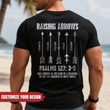 Custom Dad Raising Arrows Shirt, Personalized Fathers Day Gift For Husband, Christian Dad Kids Name Tee, Religious Papa Christian Top Gift