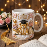 Class of 2026 Teddy Bear Graduation Mug, Floral Quote Keepsake Cup