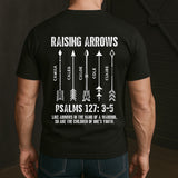 Custom Dad Raising Arrows Shirt, Personalized Fathers Day Gift For Husband, Christian Dad Kids Name Tee, Religious Papa Christian Top Gift