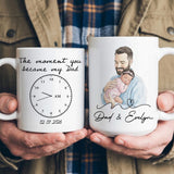 Personalized The Moment You Became My Dad Mug, First Father's Day Gift For New Dad, Husband Custom Portrait Watercolor Art Coffee Cup Gift
