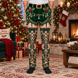 Funny Christmas Pajama Pants, Men Fake Underwear Optical Illusion, Holiday Lounge White Elephant Gag Gift