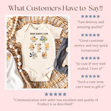 God Says I Am Baby Christian Onesie Bear and Piglet Faith Newborn Apparel Scripture Infant Gift