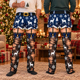 Funny Ugly Christmas Pajama Pants, 3D Fake Lace Stocking Print, Matching Holiday Outfit, Novelty Xmas Sleepwear