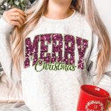 Unisex Glitter Merry Christmas Shirt Sweatshirt