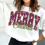 Unisex Glitter Merry Christmas Shirt Sweatshirt