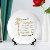 Personalized Ceramic Family Decorative Platter for Daughter, Daughter-In-Law – Custom Birth Month Flower, Name & Text Plate, Unique Keepsake Gifts for Ceramic Decor, Mother's Day,Birthday and Christmas