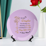 Personalized Ceramic Family Decorative Platter for Daughter, Daughter-In-Law – Custom Birth Month Flower, Name & Text Plate, Unique Keepsake Gifts for Ceramic Decor, Mother's Day,Birthday and Christmas