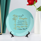 Personalized Ceramic Family Decorative Platter for Daughter, Daughter-In-Law – Custom Birth Month Flower, Name & Text Plate, Unique Keepsake Gifts for Ceramic Decor, Mother's Day,Birthday and Christmas