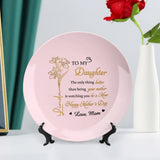 Personalized Ceramic Family Decorative Platter for Daughter, Daughter-In-Law – Custom Birth Month Flower, Name & Text Plate, Unique Keepsake Gifts for Ceramic Decor, Mother's Day,Birthday and Christmas