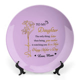 Personalized Ceramic Family Decorative Platter for Daughter, Daughter-In-Law – Custom Birth Month Flower, Name & Text Plate, Unique Keepsake Gifts for Ceramic Decor, Mother's Day,Birthday and Christmas