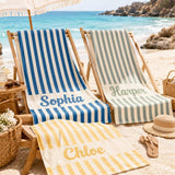 Personalized Beach Towel with Name, Custom Striped Beach Towel, Personalized Summer Towel, Custom Gift for Her, Beach Vacation Gift