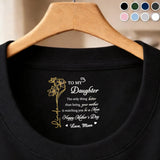 Custom Inside Neck T-Shirt with Name, Birth Flower, Text - Personalized Baby Shower, Mother's Day, Birthday Gifts For Daughter