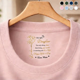 Custom Inside Neck T-Shirt with Name, Birth Flower, Text - Personalized Baby Shower, Mother's Day, Birthday Gifts For Daughter