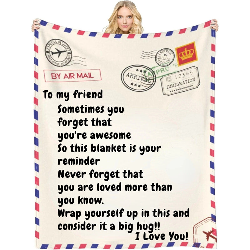 Never Forget that You are Awesome - Customizable Love Reminder Blanket for Friends - Unique Gifts for Bestie