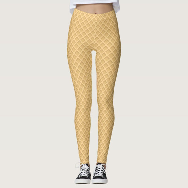 Funny Wafer Foodie High Waisted Leggings for Women - No See Through Tummy Control Cycling Workout Yoga Pants