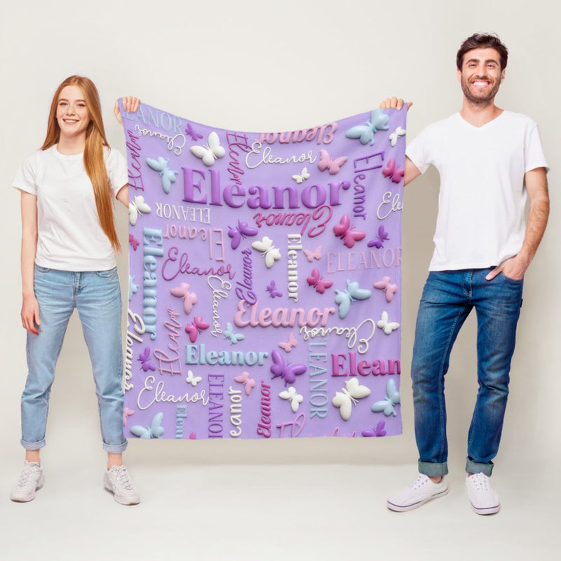 Custom Name Blanket - Floral 3D Effect Blanket with Personalized Name